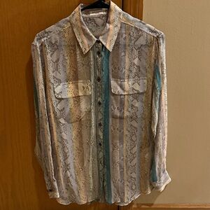 Equipment Snakeskin Striped Signature Silk Button-Up Shirt